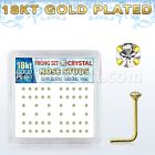 18nspxc caja display piercing nariz l plata esterlina 925 0 6mm cristal claro redondo 1 5mm oro 18 kts al por mayor