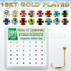18nwpxm caja display 36 piercings nariz l plata 925 oro 18 kts 0 6mm cristal 1 5mm al por mayor