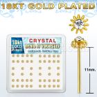 18nyfwxc caja display piercing nariz recto doblar tu mismo plata 925 oro 18k 0.6mm flor alarme cristal centro claro mayorista