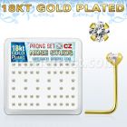 18sz25xc caja display piercing nariz l plata esterlina 925 0 6mm oro 18 kts grandes zirconia claras 2 5mm mayorista