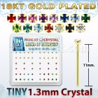 18yp6xm caja display piercing nariz doblar tu mismo plata esterlina 925 0 6mm oro 18 kts cristal redondo 1 25mm distribuidor mayorista