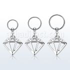 316l steel ball closure ring w a diamond dangling