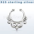 agsepd7 falso septum plata 925 1mm decorado indio 12mm mayorista