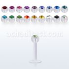 albeajb4 labret flexible acrilico transparente bola cristal bisel 3mm mayorista