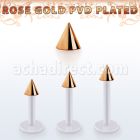 albttcn3 labret bio flex cono acero pvd oro rosa 3mm distribuidor mayorista