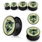 apgll dilatacion plug doble flare acrilico negro logo lobo feroz distribuidor mayorista