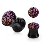 apgz dilatacion plug doble acrilico negro logo estampado leopardo rosa negro joyeria 80's retro mayorista