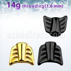 awt14 pieza flecha acero quirurgico pvd negro barbells industriales pezon rosca mayorista