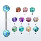 bbacb barbell lengua acero quirurgico bolas acrilicas 6mm rayas cruces 16mm mayorista