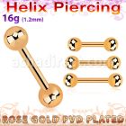 bbertt20 piercing helix barbell acero 316l pvd oro rosa bolas 4mm mayorista