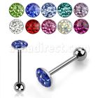 bbfc2x barbell lengua acero quirurgico bola acero 5mm 6 2mm cristal ferido 16mm al por mayor