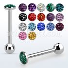 bbfc6x barbell lengua acero quirurgico bola acero 5mm 5 5mm multi cristal ferido 16mm al por mayor