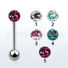 bbfr5c barbell lengua acero quirurgico bola multi cristal pegada ferido 5mm rayas cebra mayorista
