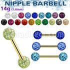 bbg2fm gold anodized steel barbell 14g ferido balls