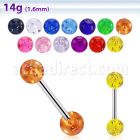 bbgt barbell lengua acero quirurgico bolas acrilicas glitter 6mm 16mm venta
