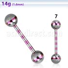 bbgtrb barbell lengua acero quirurgico pvd rayas bolas 6mm 16mm mayorista