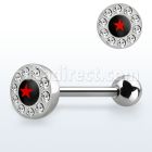 bbloc3 barbell lengua acero quirurgico logo estrella rojo cristal claros 16mm distribuidor