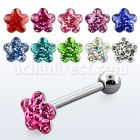 bbmtj6 barbell lengua acero quirurgico flor cristal ferido bola acero 5mm 16mm al por mayor