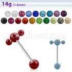 bbspnfr barbell lengua cruzado acero 316l bolas 6mm barra cruzada bolas 3mm multi cristal 58 16mm mayorista