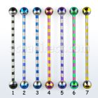 bbtrb barbell industrial acero quirurgico pvd rayas cebra bolas 5mm venta
