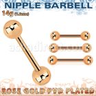 bbttb5 barbell pezon acero 316l pvd oro rosa bolas 5mm mayorista