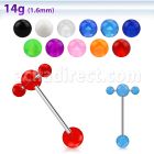 bbuvspn barbell lengua acero quirurgico bola acrilica uv 6mm cruzado por barbell 8mm bolas 4mm 16mm distribuidor