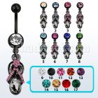 bcdsd5 piercing ombligo acero quirurgico pvd sandalia negra cristal 10mm mayorista