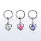bcrgz419 aro bola presion acero 316l colgante corazon zirconia redonda medio colgante esta hecho laton plata mayorista