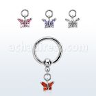 bcrgz589 aro bola presion acero 316l colgante mariposa zirconia mayorista