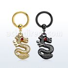 bcrtg721 aro bola presion acero 316l pvd negro dorado dragon colgado ojos cristal venta