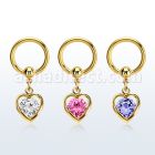 bcrtgz4 aro bola presion acero 316l pvd dorado colgante corazon zirconia redonda medio oro mayorista