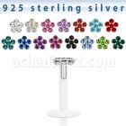 bilbf labret bio flexible transparente flor plata esterlina hojas cristal distribuidor