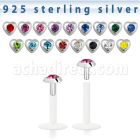 bilbh labret bio flexible transparente corazon plata esterlina cristal centro distribuidor