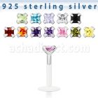 bilq3 labret bio flexible transparente plata 925 zirconita cuadrada 3mm venta