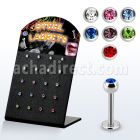 blbc3s display expositor 20 labrets acero quirurgico bola joya bisel 3mm 8mm distribuidor