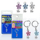 blcp4 piercing falso clip ombligo colgante flor tallo rodio 1 pieza mayorista