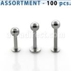 blk03c surtido piercings 100 labrets acero quirurgico bola 4mm venta