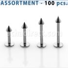 blk04b surtido piercings 100 labrets acero quirurgico cono 2 5mm al por mayor