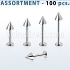 blk04d surtido piercings 100 labrets acero quirurgico cono 4mm al por mayor