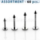 blk04e surtido piercings 60 labrets acero quirurgico 1mm cono 2mm al por mayor