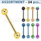 blk104b surtido piercings 24 barbells lengua acero quirurgico anodizado bolas 5mm al por mayor