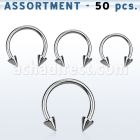 blk110 surtido piercings 50 barbells circulares acero quirurgico conos 5mm al por mayor