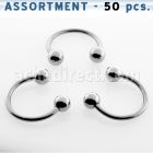 blk112 surtido piercings 50 barbells circulares acero quirurgico bolas 5mm distribuidor mayorista
