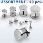 blk159 surtido piercings 50 plugs falsos acero quirurgico brillo espejo anillo goma mayorista