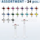 blk182 surtido piercings 24 labrets bio flexibles transparentes cruz plata esterlina cristal centro venta