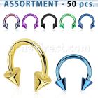 blk187 surtido piercings 50 barbells circulares acero quirurgico anodizado conos 5mm al por mayor