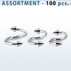 blk220a surtido piercings 100 espirales acero quirurgico conos 3mm distribuidor mayorista