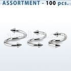 blk220b surtido piercings 100 espirales acero quirurgico conos 2 5mm al por mayor