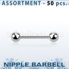 blk229b surtido piercings 50 surtidas barbells pezon acero quirurgico bolas 5mm mayorista