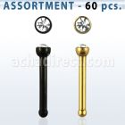blk231 surtido piercings 60 piercing nariz acero quirurgico anodizado 1mm cristal redondo mayorista